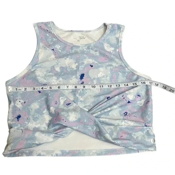 Wildfox Sweat Twisted Long Crop Top Marble Blue Pastel Pink Blue Womens Size XL - Picture 9 of 11